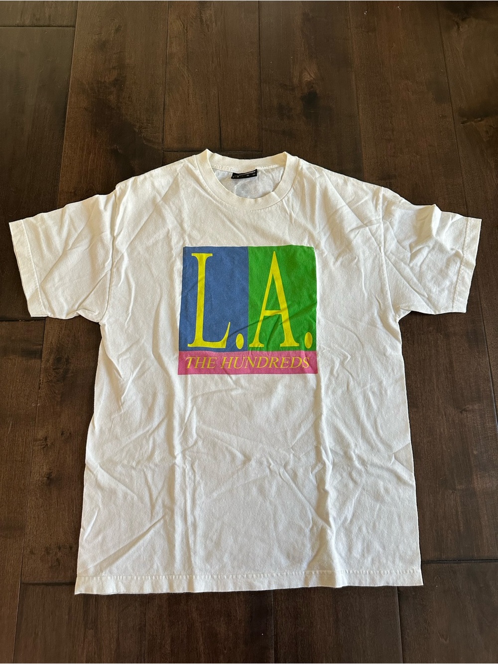 The Hundreds Tee with Blue, Green, Pink & Yellow LA Graphic